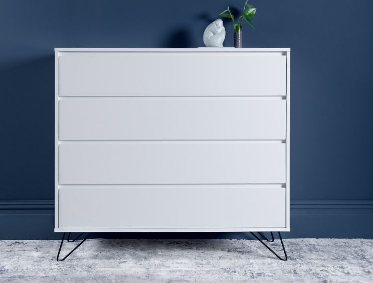 Sofia 4 Drawer Chest White With Black Feet