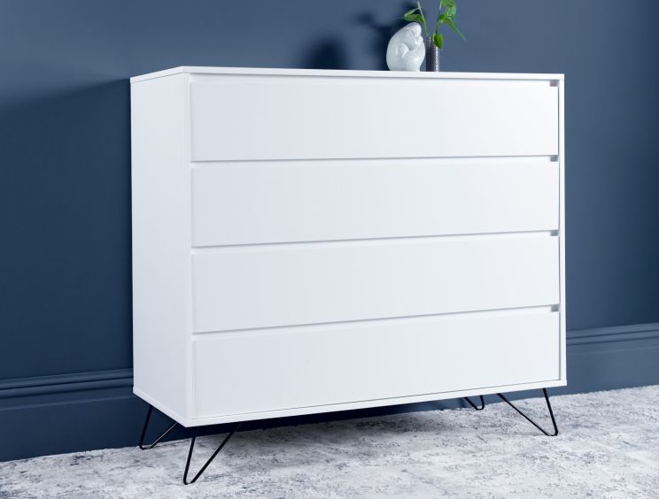 Sofia 4 Drawer Chest White With Black Feet