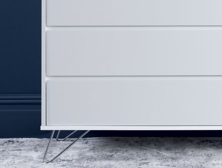 Sofia 4 Drawer Chest White With Brass Steel Feet