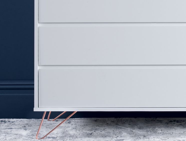 Sofia 4 Drawer White Chest With Pink Copper Feet time4sleep
