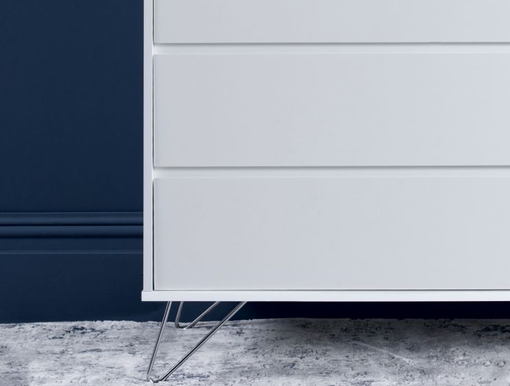 Sofia 4 Drawer White Chest With Stainless Steel Feet