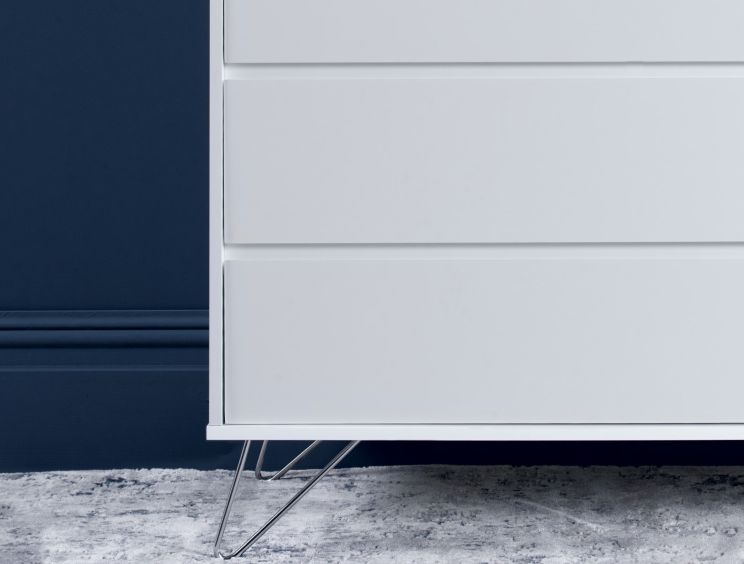 Sofia 4 Drawer Chest White With Stainless Steel Feet