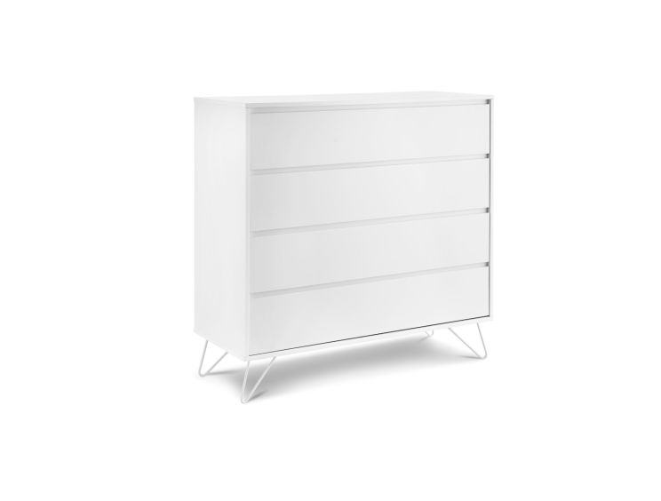 Sofia 4 Drawer Chest White With White Feet