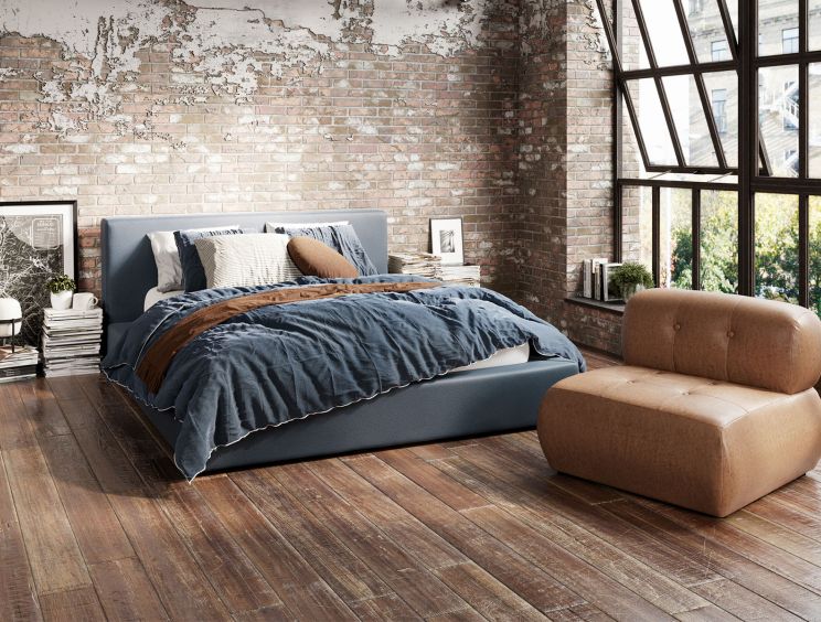 Aldeburgh Ink Blue King Size Upholstered Bed Frame