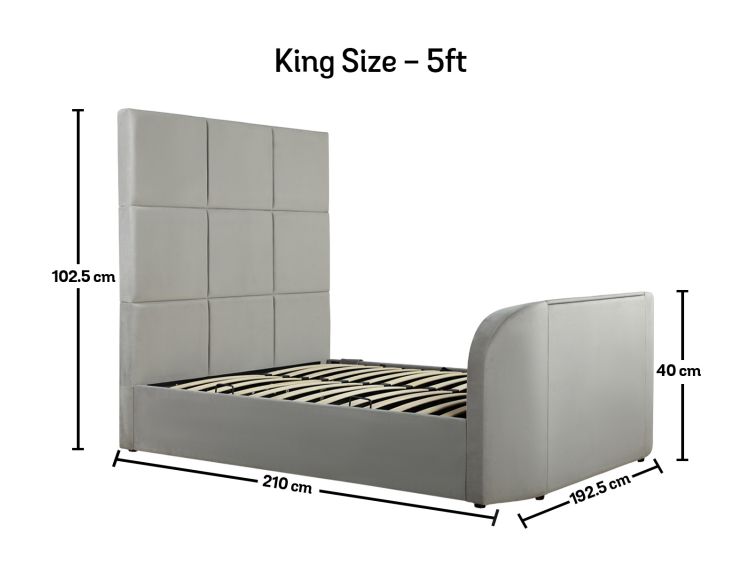 Somerton Grey Upholstered TV King Size Bed Frame Only