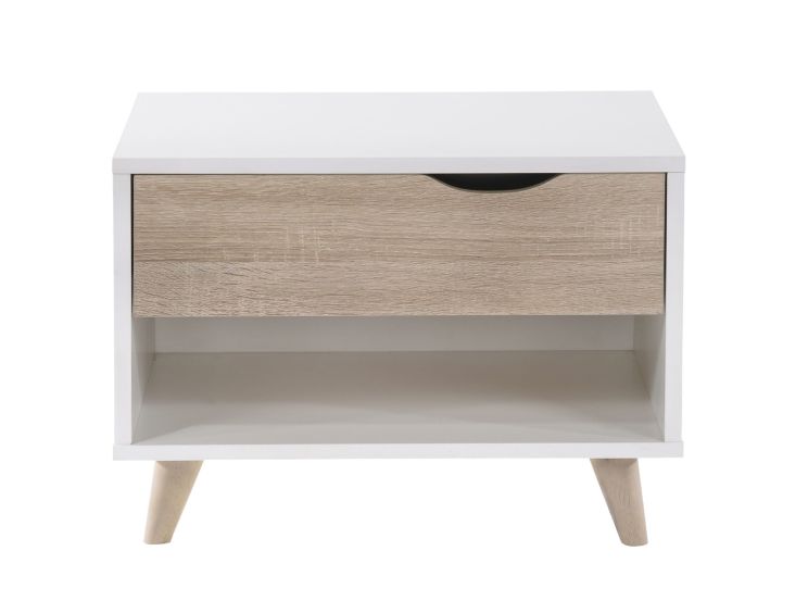 Stockholm White 1 Drawer Bedside Table Only