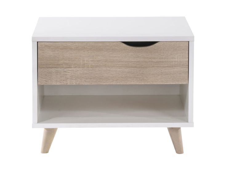 Stockholm White 1 Drawer Bedside Table Only