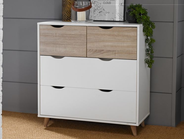 Stockholm White 4 Drawer Chest Only