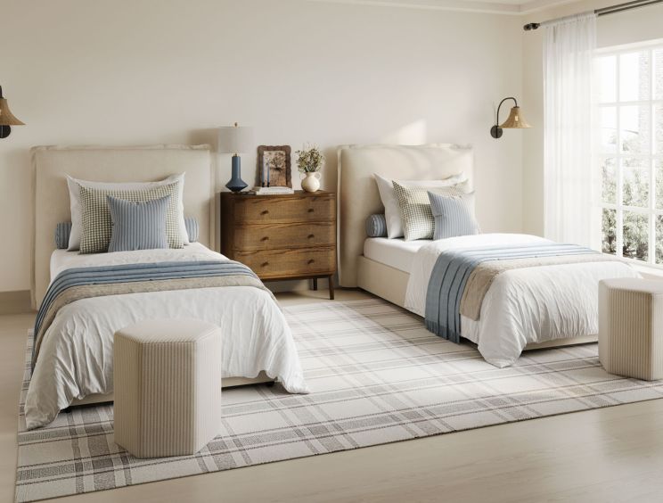 Filey Ivory Single Linen Upholstered Bed Frame