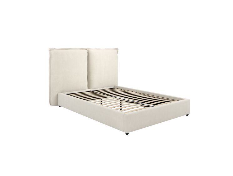 Filey Ivory Double Linen Upholstered Bed Frame