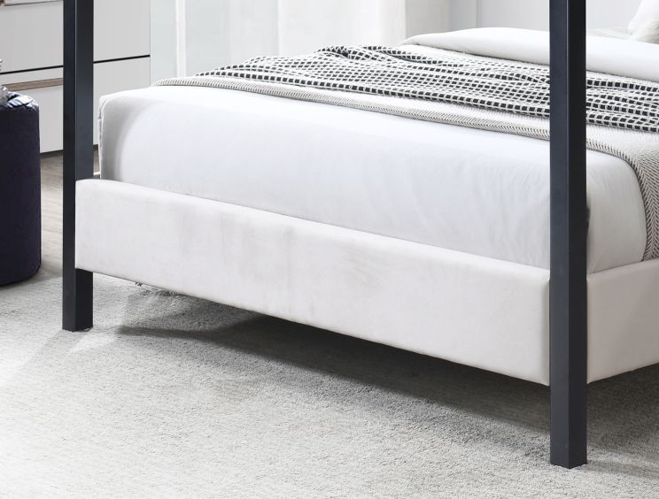Tiffany Upholstered Natural Beige Double Bed With Metal Frame