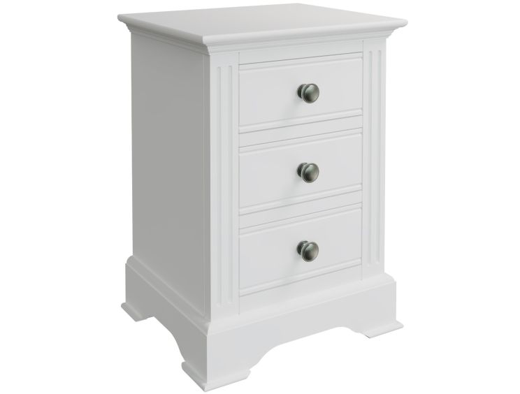 Tilly White 3Drw Large Bedside Cabinet Only