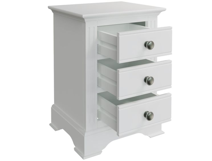 Tilly White 3Drw Large Bedside Cabinet Only