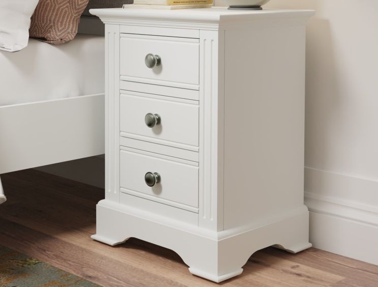 Tilly White 3Drw Large Bedside Cabinet Only