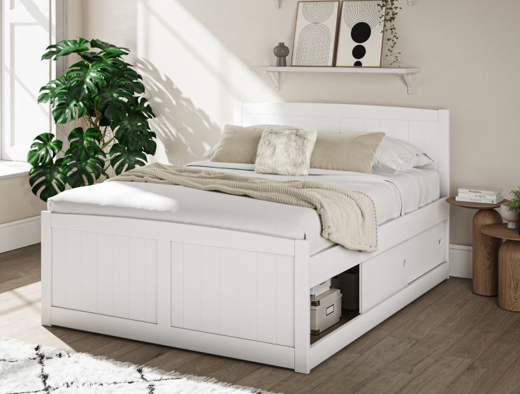 White wooden double on sale beds for sale
