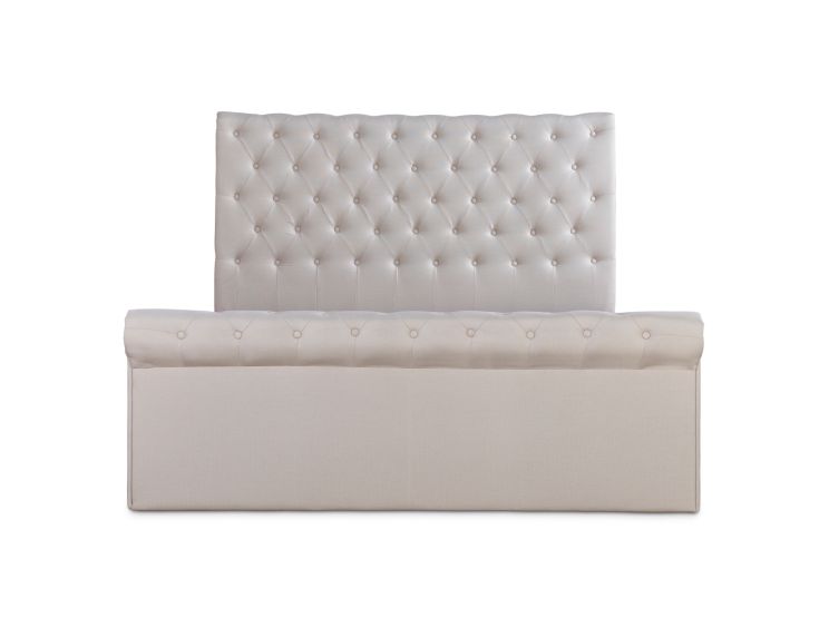 Chesterfield Off White Upholstered Ottoman King Size Bed Frame Only