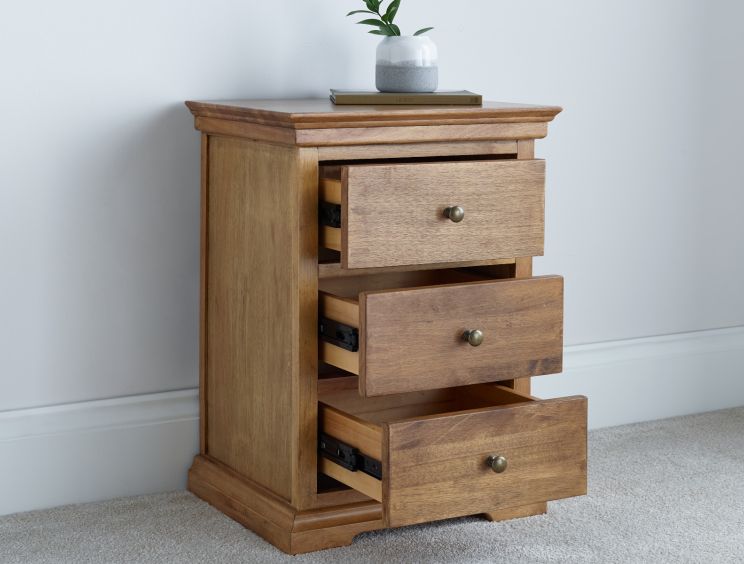 Toulon Oak 3 Drawer Bedside Only