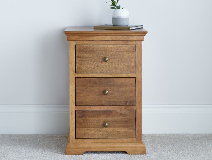 Toulon Oak 3 Drawer Bedside Only