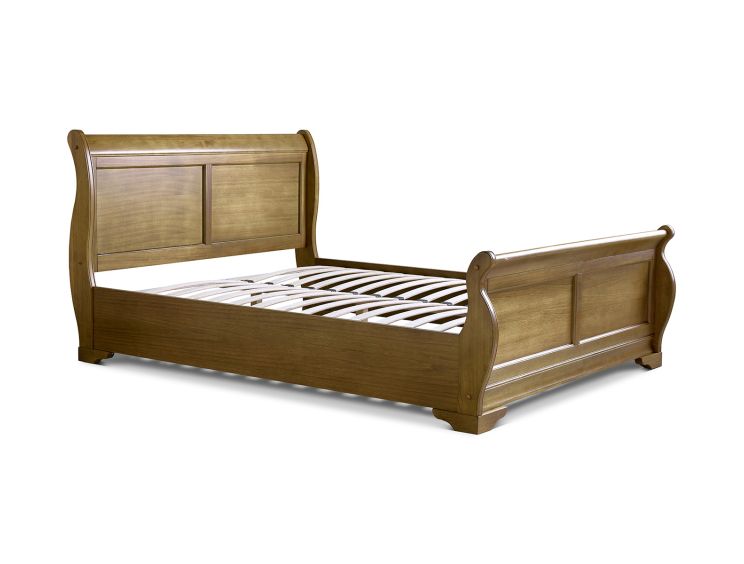 Toulon Wooden Sleigh Bed - Oak Finish - King Size Bed Frame Only