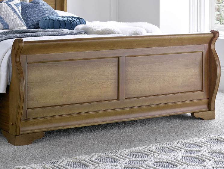 Toulon Wooden Sleigh Bed - Oak Finish - King Size Bed Frame Only