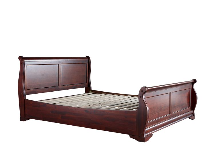 Toulouse Wooden Sleigh Bed - Mahogany Finish - King Size Bed Frame Only