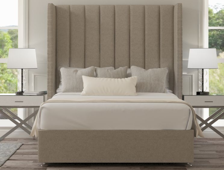 Lola Classic Non Storage Trebla Flax King Size Base and Headboard