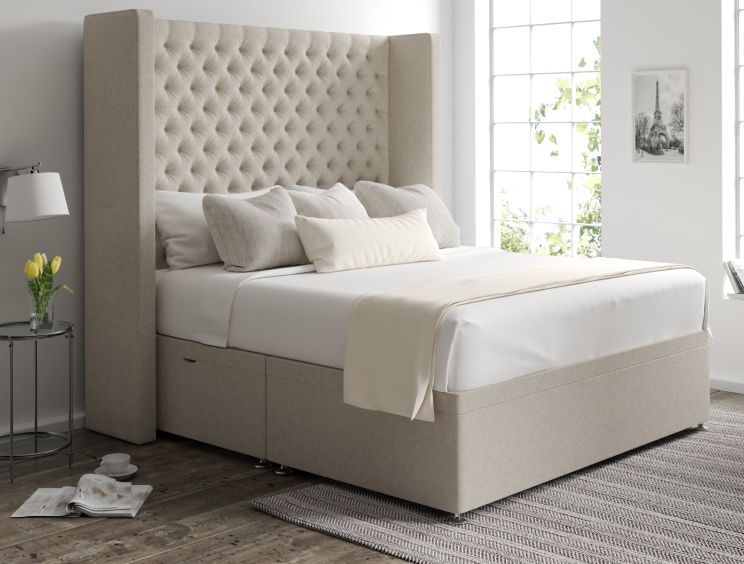 Emma Ottoman Double Trebla Flax Headboard & Base