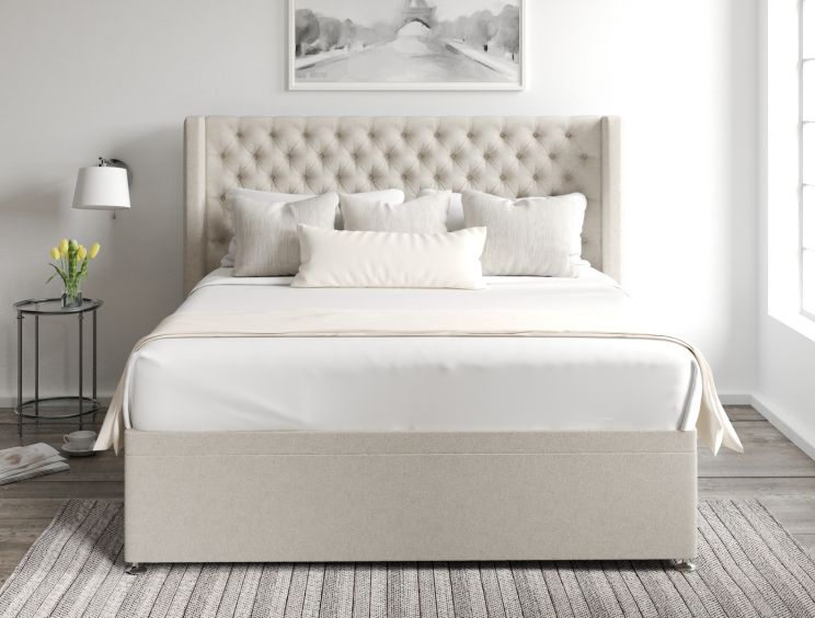 Bella Ottoman Double Trebla Flax Headboard & Base
