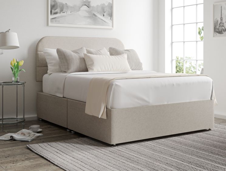 Makayla Classic Non Storage Trebla Flax Super King Size Base and Headboard Only