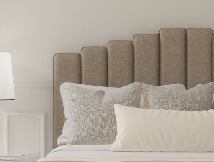 Quinn Trebla Stone Upholstered Strutted Double Size Headboard Only