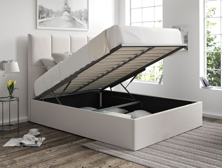 Turin Arran Natural Upholstered Ottoman Double Bed Frame Only
