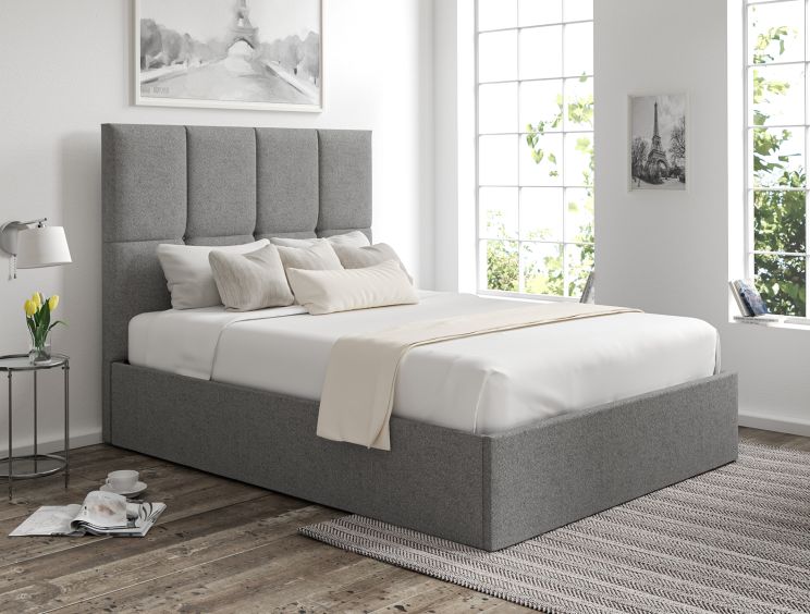 Turin Arran Pebble Upholstered Ottoman Compact Double Bed Frame Only