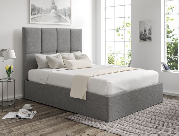 Turin Arran Pebble Upholstered Ottoman King Size Bed Frame Only