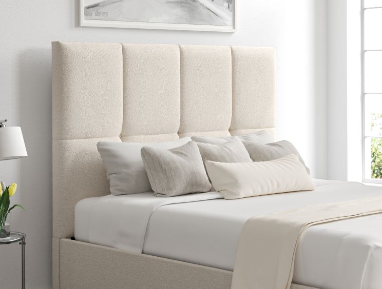 Turin Boucle Ivory Upholstered Ottoman Double Bed Frame Only