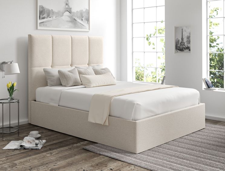 Turin Boucle Ivory Upholstered Ottoman King Size Bed Frame Only