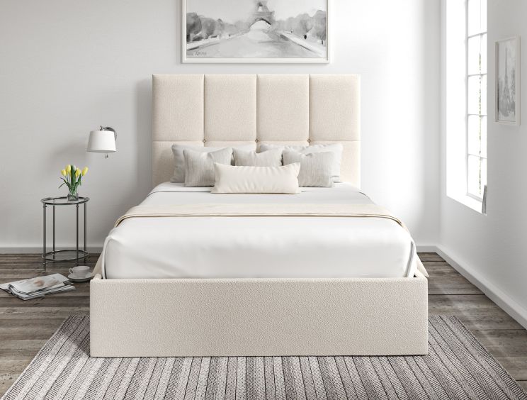 Turin Boucle Ivory Upholstered Ottoman King Size Bed Frame Only