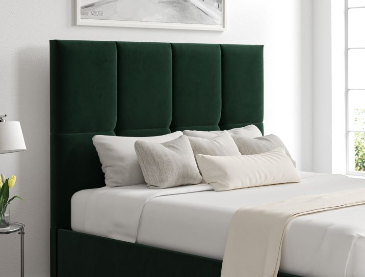 Turin Hugo Bottle Green Upholstered Ottoman Double Bed Frame Only