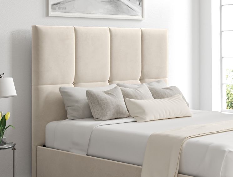 Turin Hugo Ivory Upholstered Ottoman Double Bed Frame Only