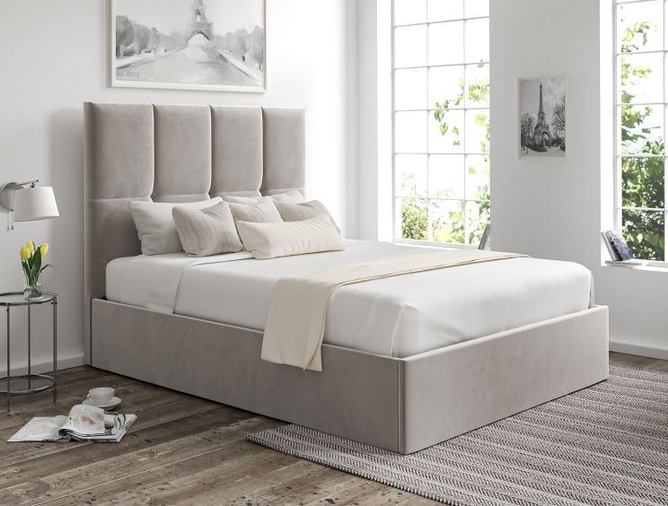 Turin Hugo Platinum Upholstered Ottoman Single Bed Frame Only