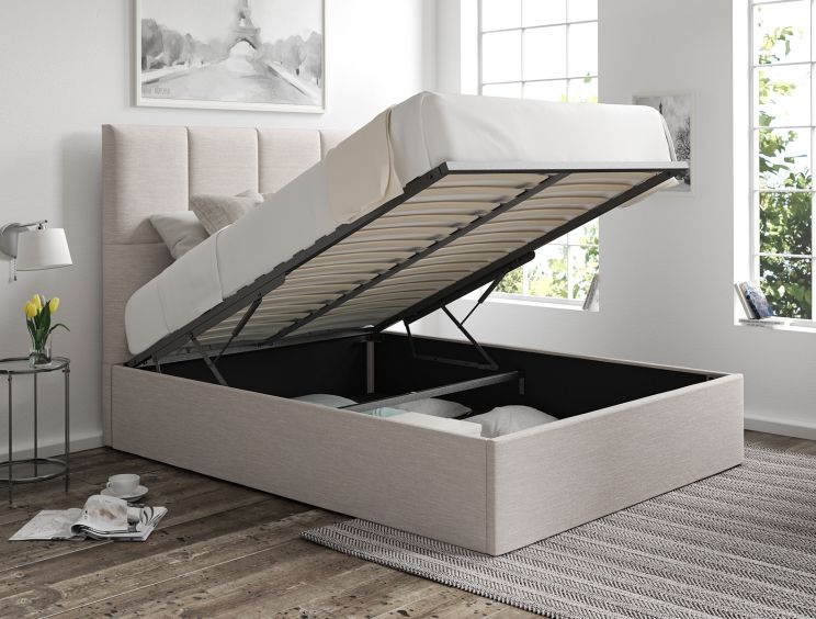 Turin Linea Fog Upholstered Ottoman Single Bed Frame Only