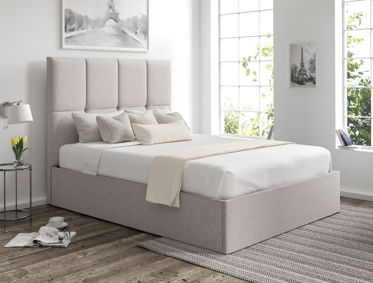 Turin Trebla Chalk Upholstered Ottoman Single Bed Frame Only