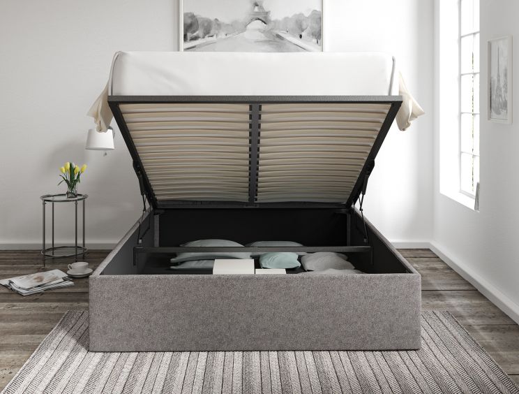 Turin Trebla Charcoal Upholstered Ottoman Super King Size Bed Frame Only