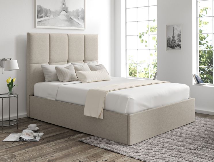 Turin Trebla Flax Upholstered Ottoman Single Bed Frame Only