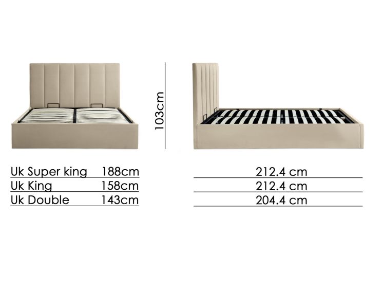 Valencia Stone King Size Ottoman Bed Frame