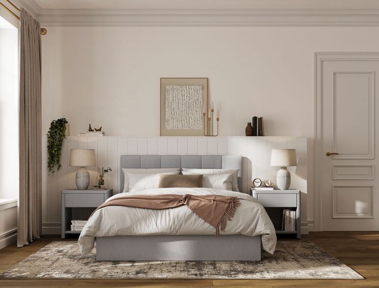 Valencia Fog Double Ottoman Bed Frame
