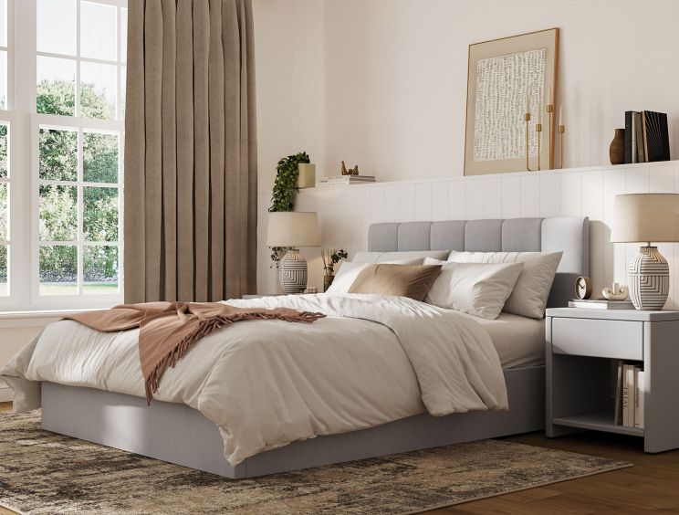 Valencia Fog Double Ottoman Bed Frame