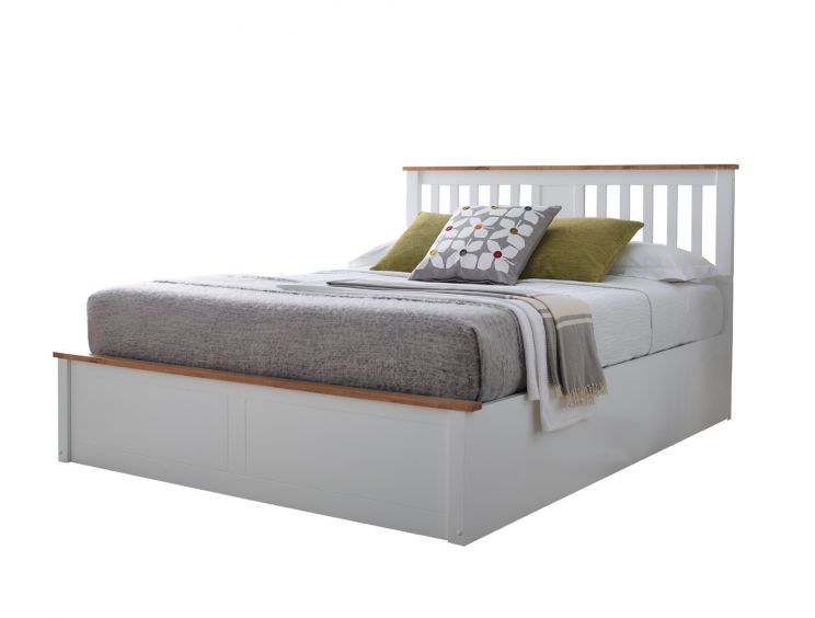 Verona Ottoman Bed - White - Double Bed Frame Only