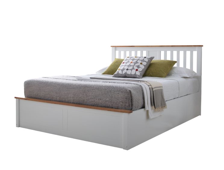 Verona Ottoman Bed - White - King Size Bed Frame Only