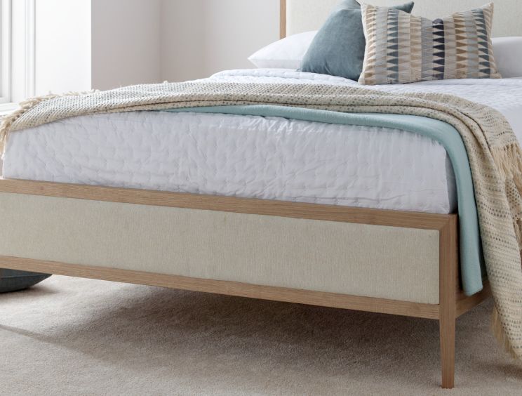 Versailles Oak Upholstered Bed - Double Bed Frame Only