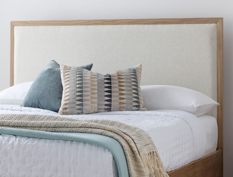 Wood trimmed shop upholstered headboard